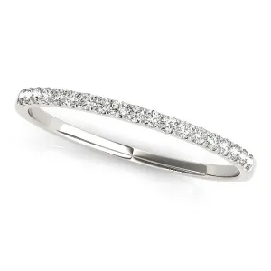 LOVCIA Luxury 14k White Gold Slim Wedding Band with Pave Set Diamonds (0.12 cttw)