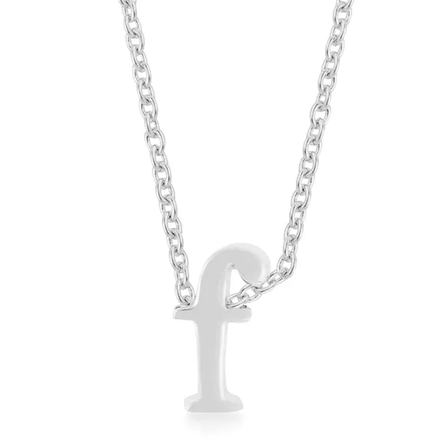 LOVCIA Shiny Rhodium Plated Brass Initial 'F' Necklace