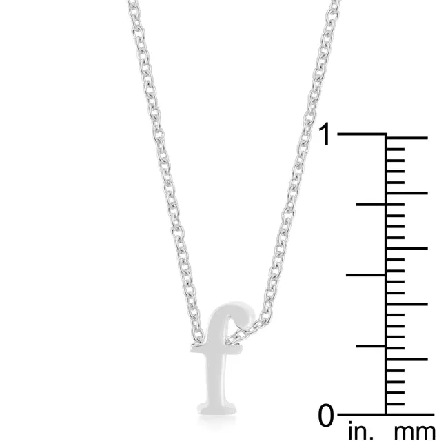 LOVCIA Shiny Rhodium Plated Brass Initial 'F' Necklace
