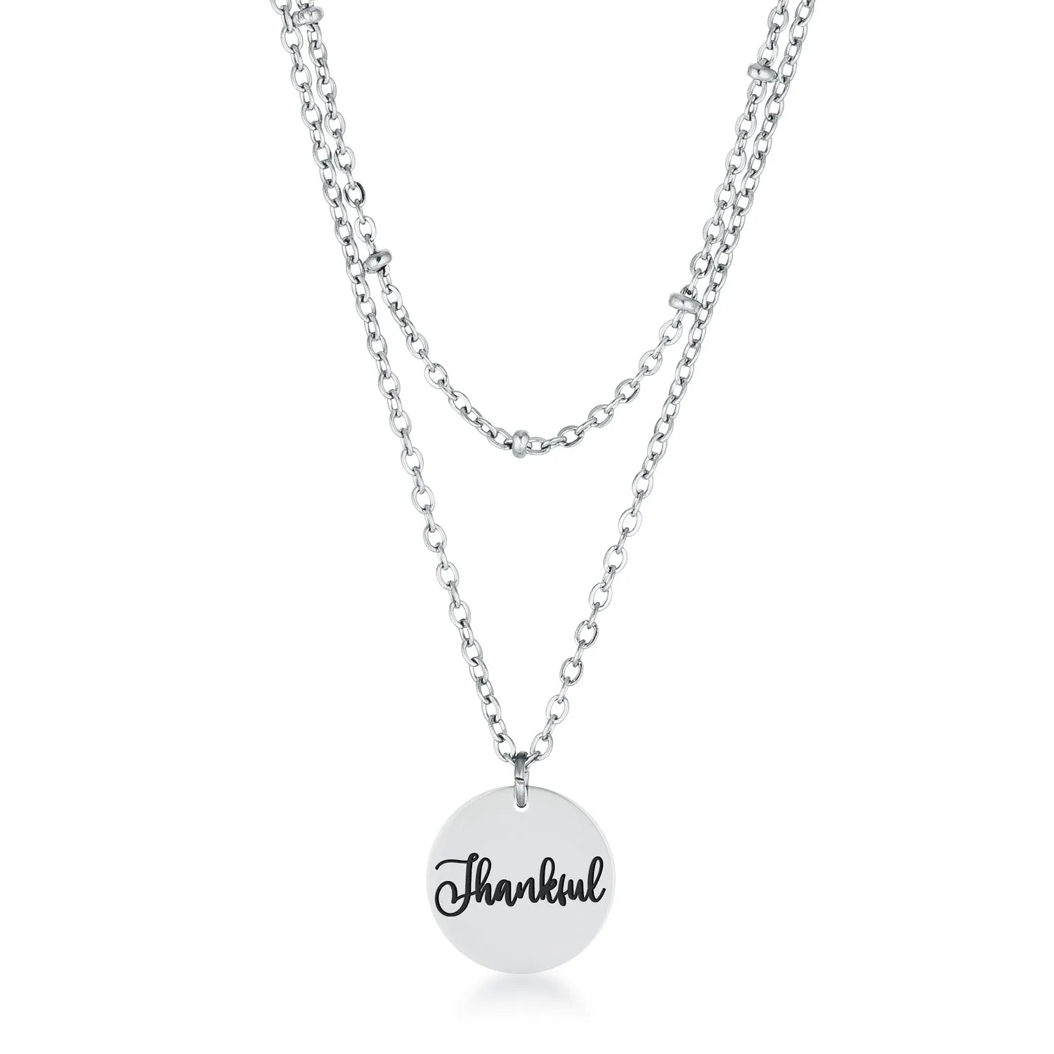 LOVCIA Stylish Silver-Toned Thankful Pendant Necklace