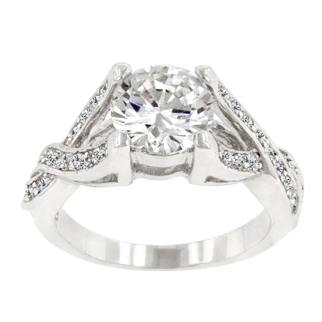 LOVCIA Timeless Twist Rhodium-Plated Engagement Ring