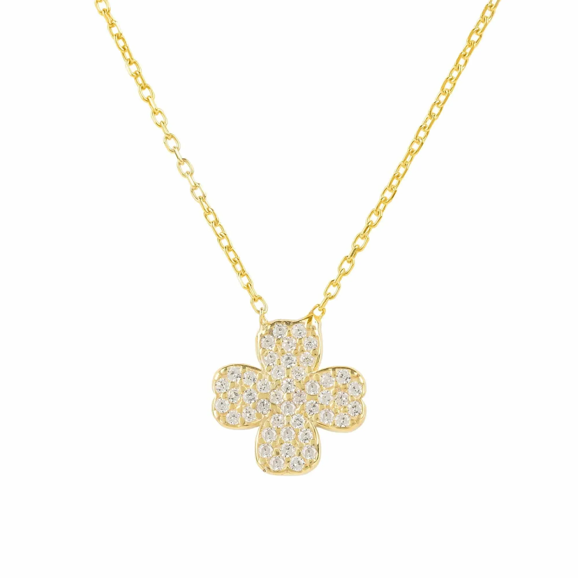 Lucky Four Leaf Clover Necklace Dipped in Gold
