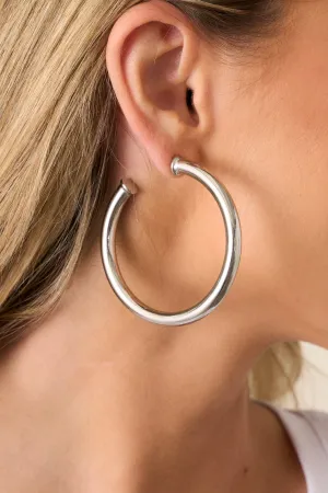 Make A Comeback Silver Hoop Earrings