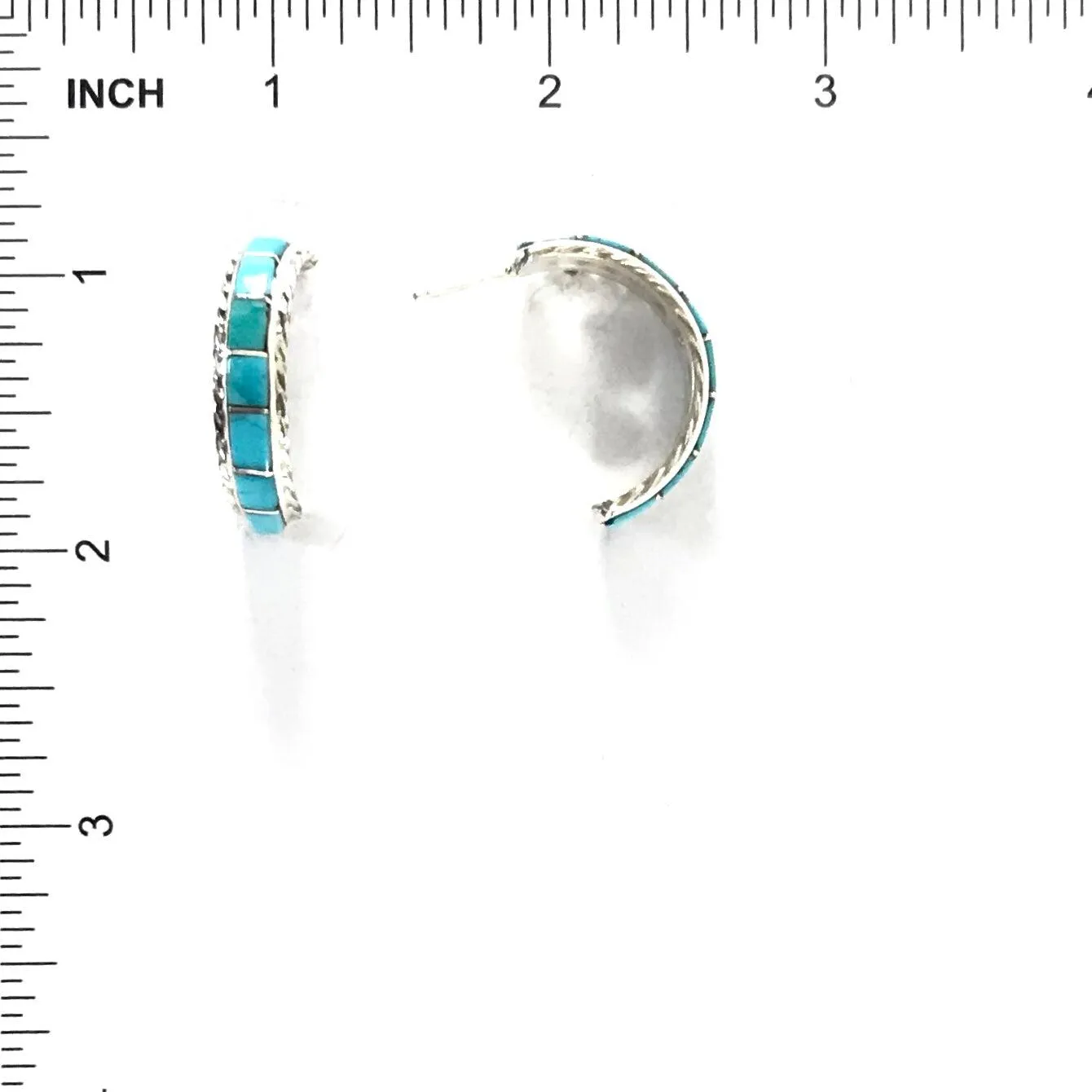 Malcolm Chavez Turquoise Half Hoop Earrings