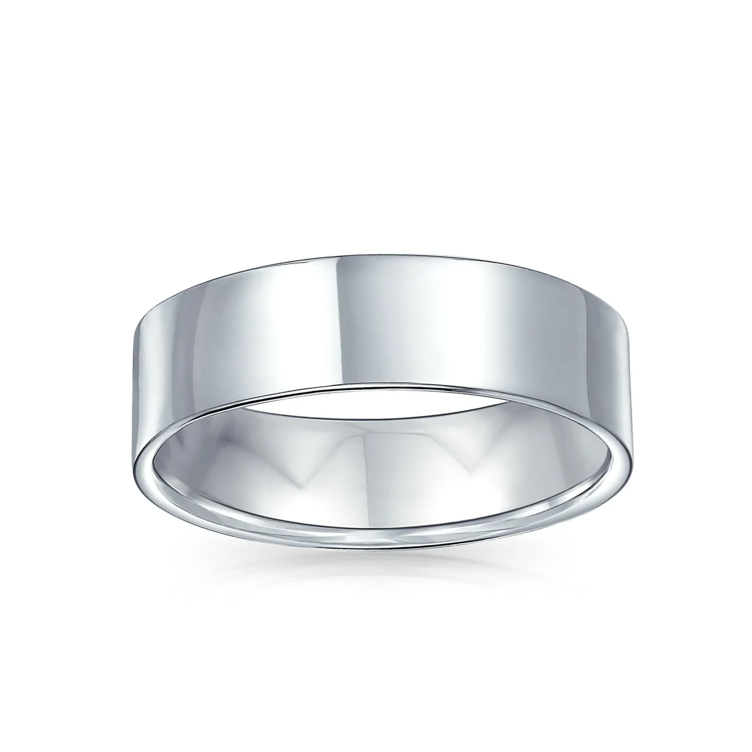Minimalist Mens Silver Ring: .925 Sterling Silver Flat Wedding Band for Men
