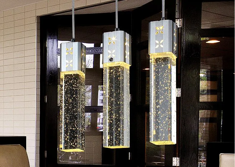 Modern Rectangle Bubble Crystal Ceiling Pendant Light LED Lamp