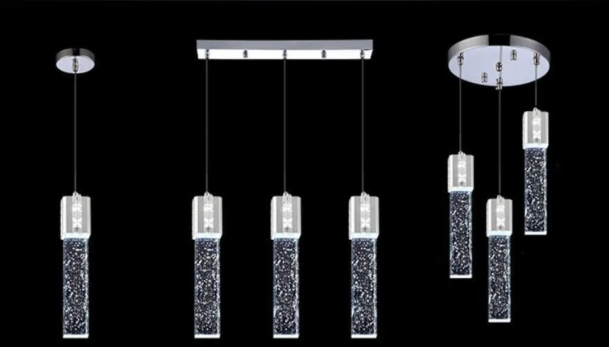 Modern Rectangle Bubble Crystal Ceiling Pendant Light LED Lamp