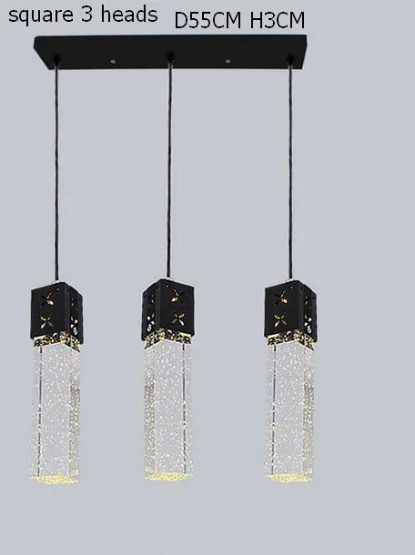 Modern Rectangle Bubble Crystal Ceiling Pendant Light LED Lamp