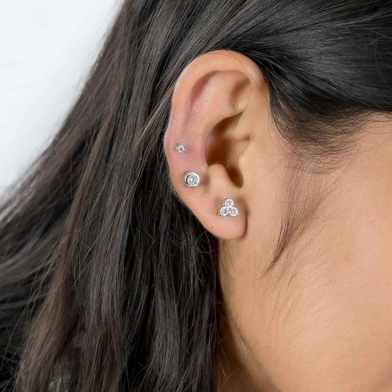 Moissanite Solitaire Small Sleep Earrings