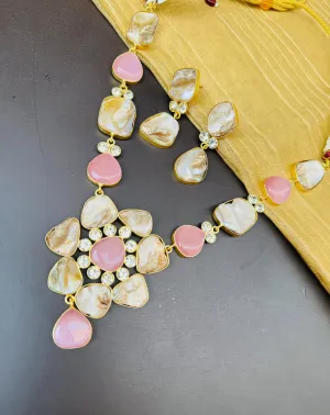Mother of Pearl Necklace and Earrings Set For Women & Girls.