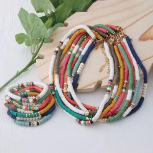 Multicolor Bohemian Summer Disc Beads Bracelets and Necklaces