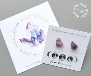 Natural Amethyst Gemstone Stud Earrings
