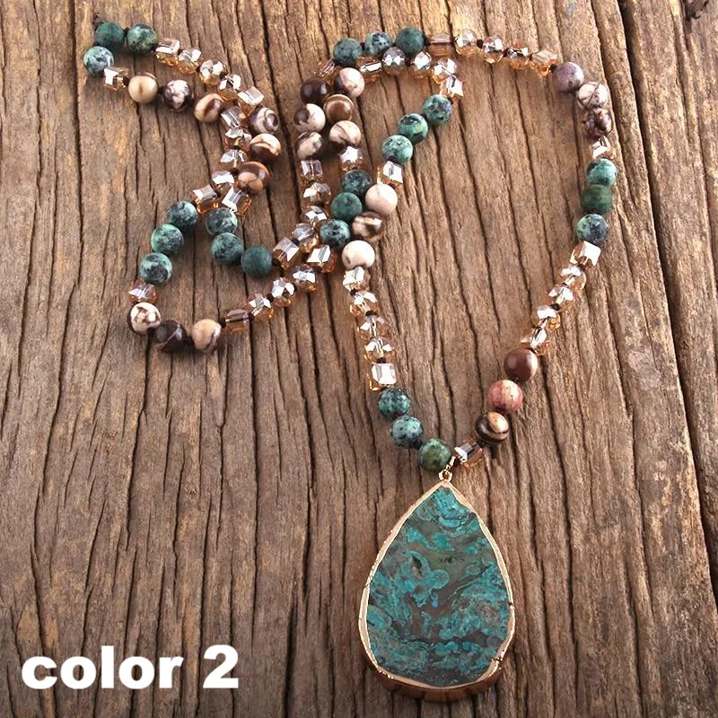 Natural Stones With Semi Precious Pendant Bohemia Necklaces