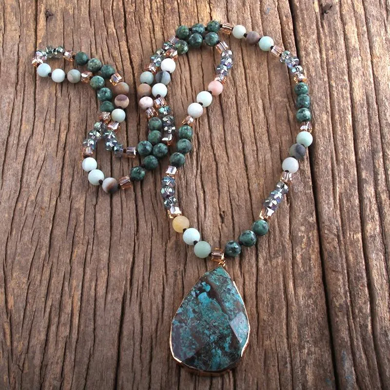 Natural Stones With Semi Precious Pendant Bohemia Necklaces
