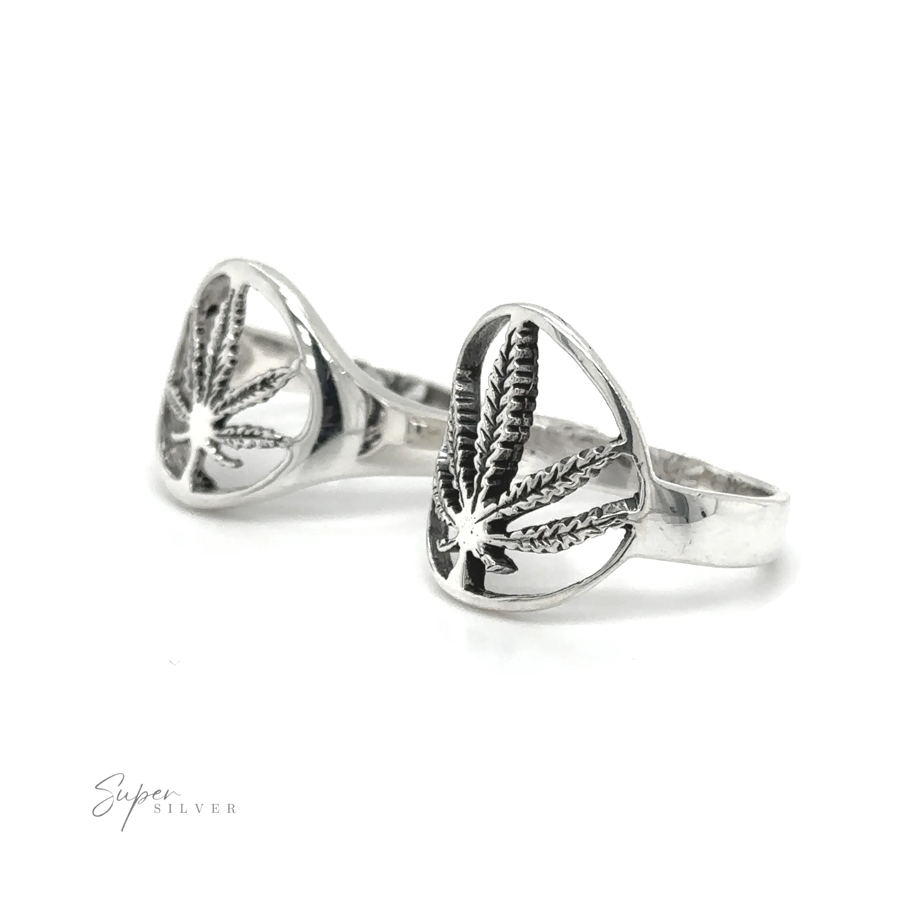 Outlined Mary Jane Leaf Rings