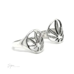 Outlined Mary Jane Leaf Rings