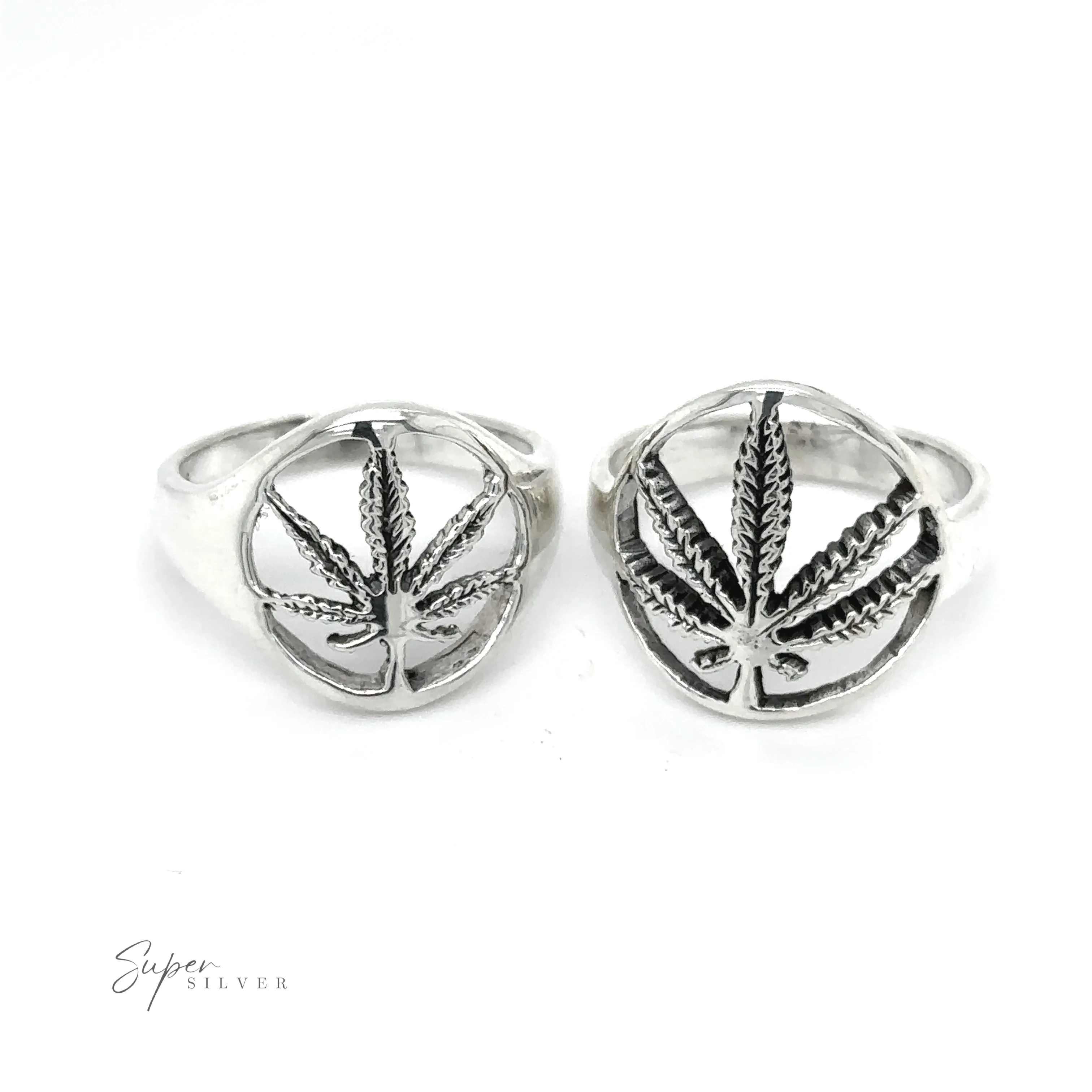 Outlined Mary Jane Leaf Rings