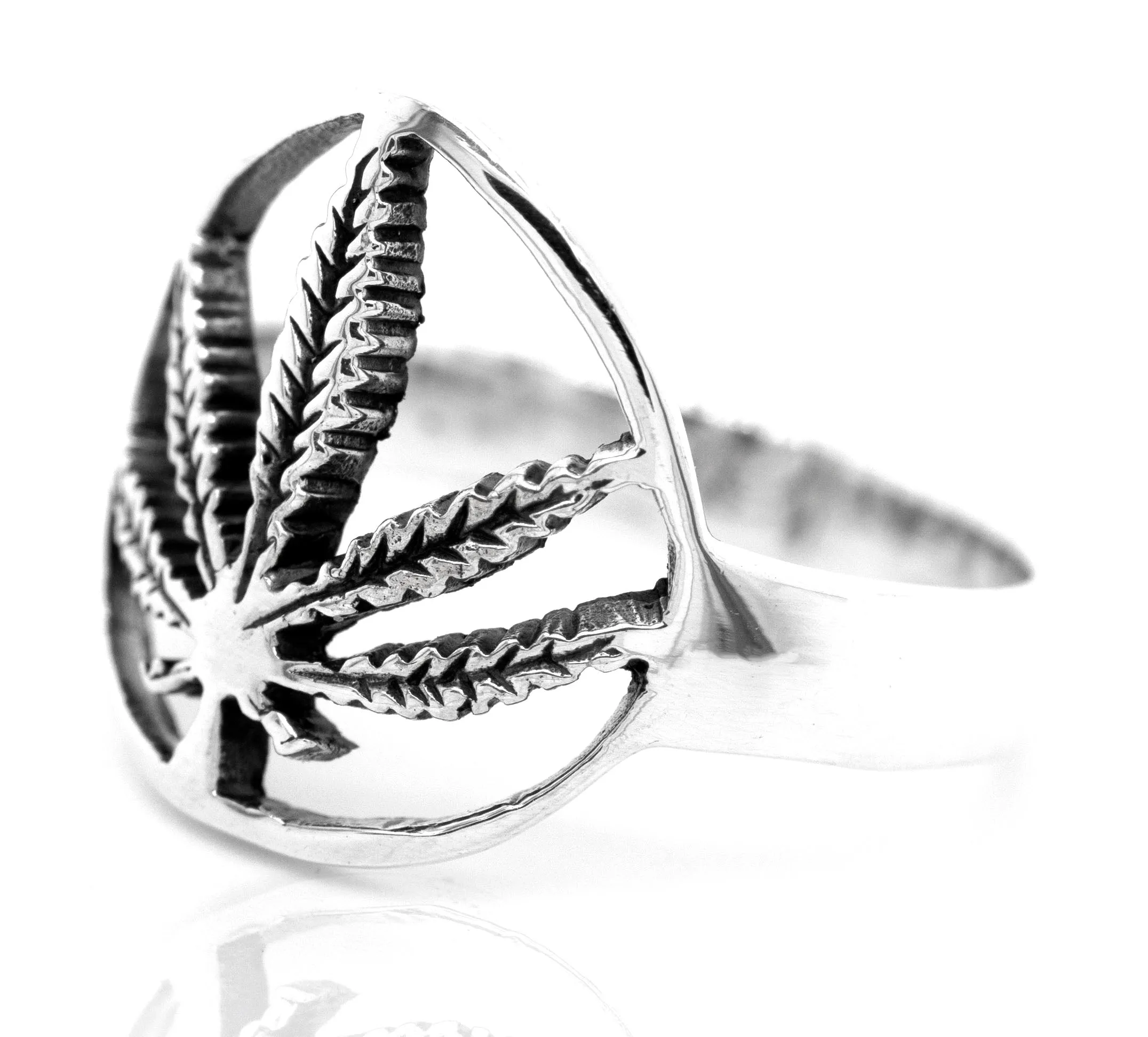 Outlined Mary Jane Leaf Rings