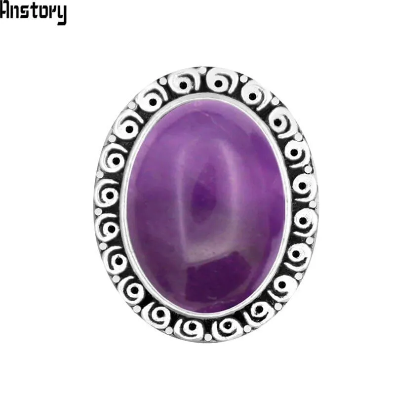 Oval Pink Quartz Amethysts Jades Natural Stone rings For Women