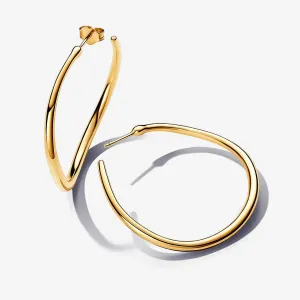 Pandora Yellow Gold Plated Organically Shaped 42mm Open Hoop Earrings