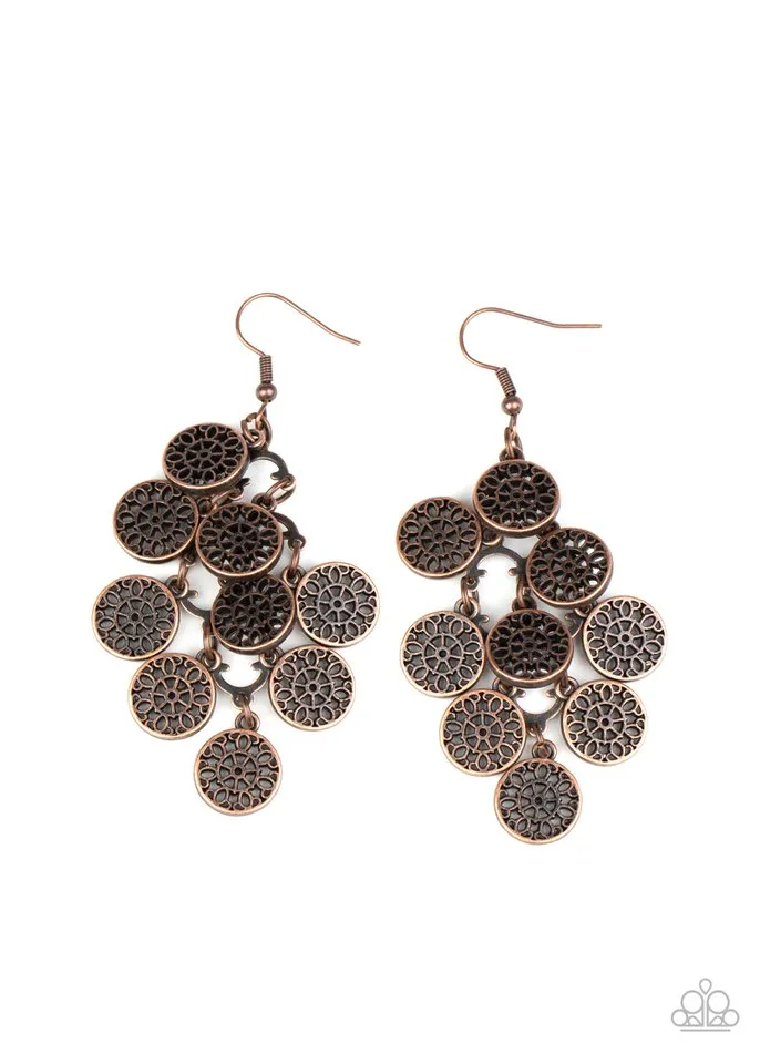 Paparazzi Earring ~ Blushing Blooms - Copper