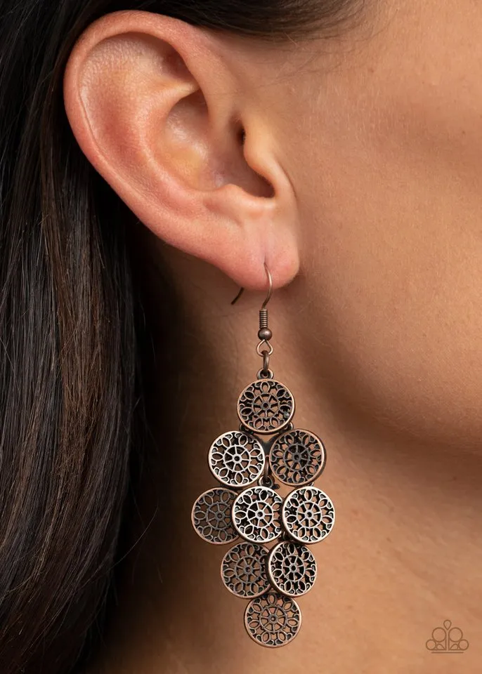Paparazzi Earring ~ Blushing Blooms - Copper