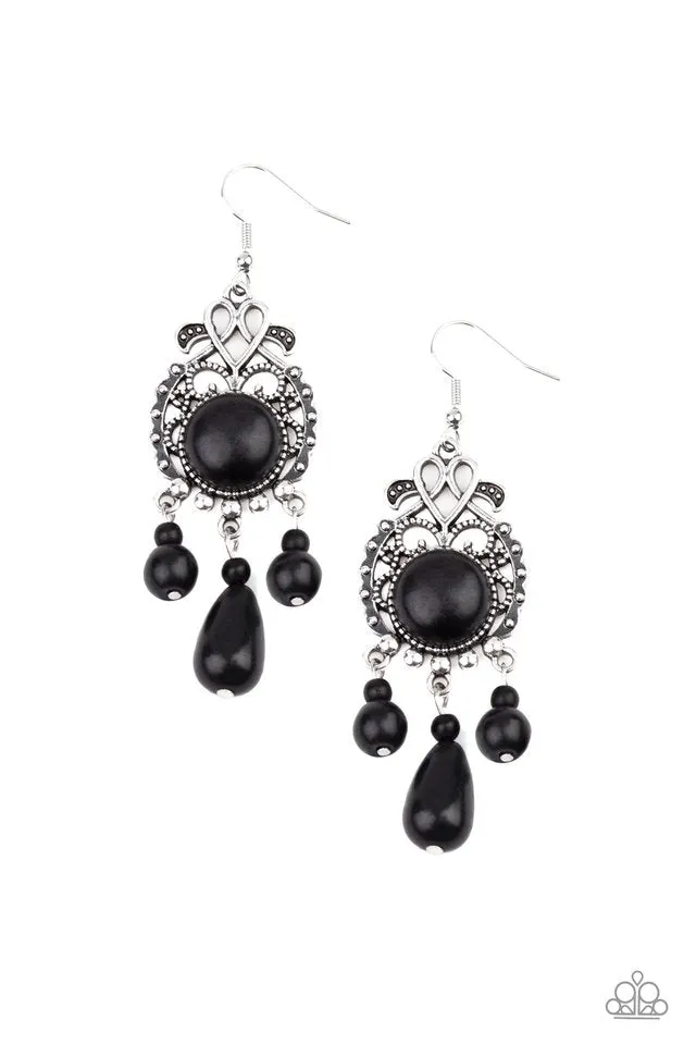 Paparazzi Earring ~ Stone Bliss - Black