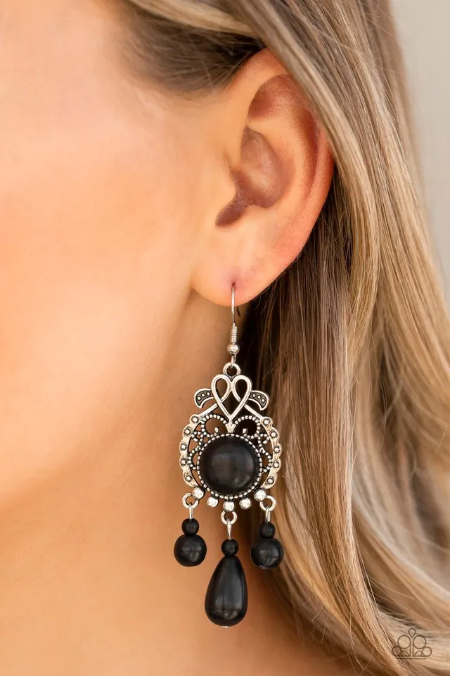 Paparazzi Earring ~ Stone Bliss - Black