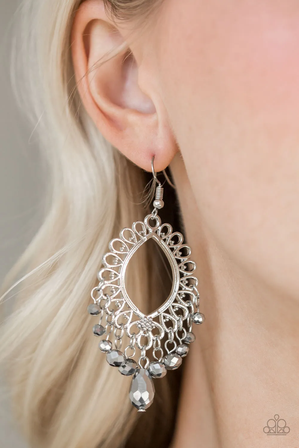 Paparazzi Just Say Noir Silver Fishhook Earrings - P5RE-SVXX-194XX