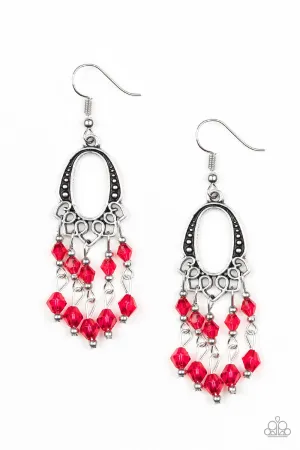 Paparazzi Not The Only Fish In The Sea Red Fishhook Earrings