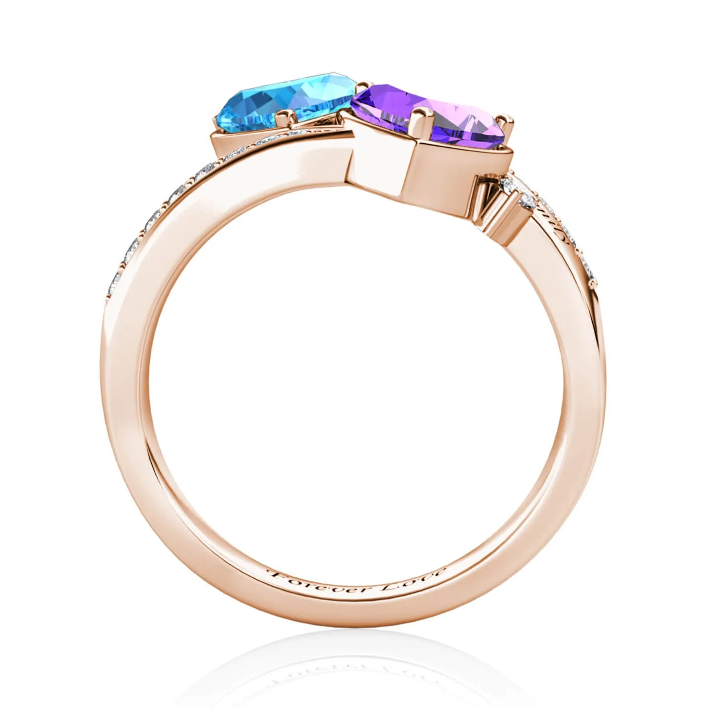Personalised Ring for Her, Rose Gold Name Ring, Engraved Ring, Birthstone Ring Sterling SIlver