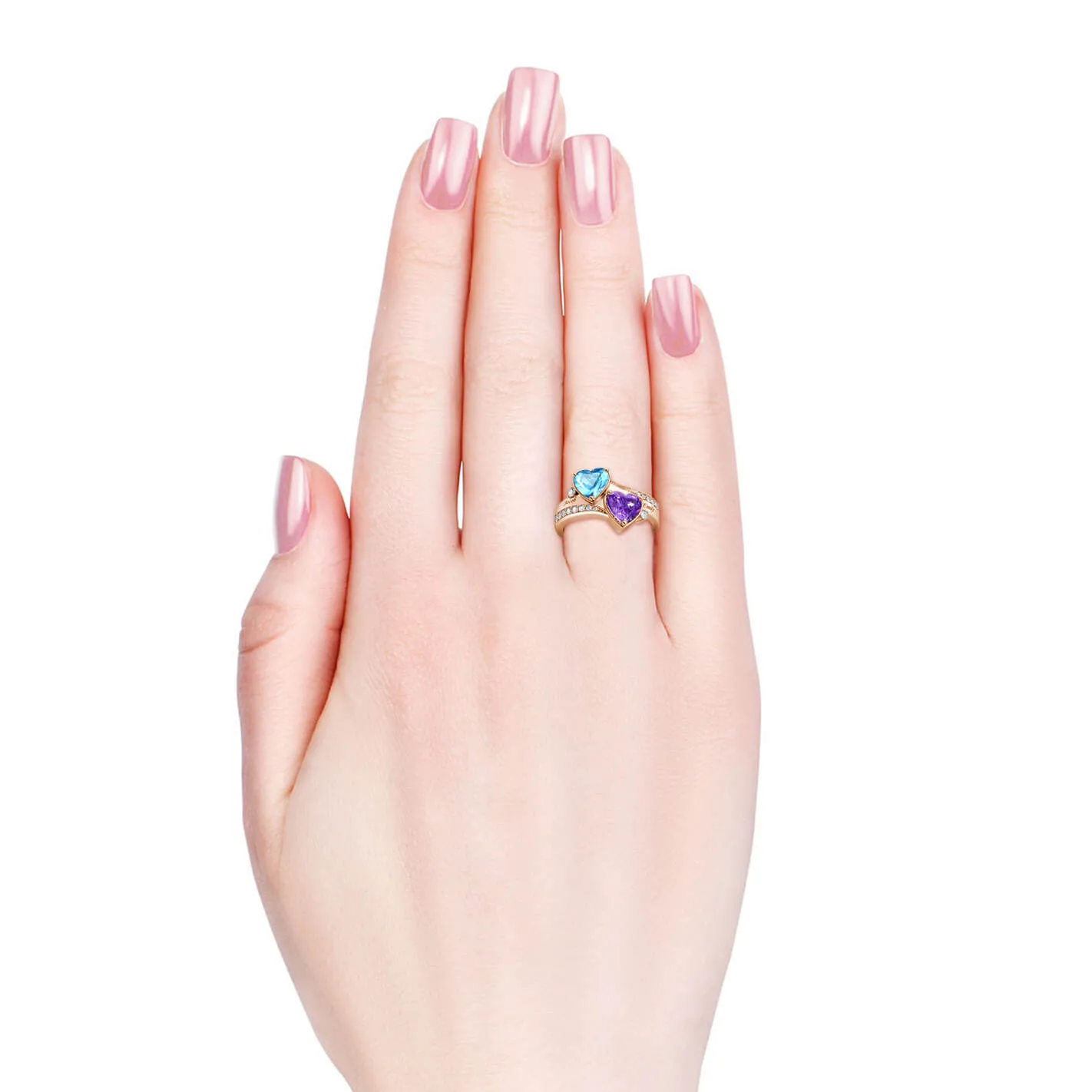 Personalised Ring for Her, Rose Gold Name Ring, Engraved Ring, Birthstone Ring Sterling SIlver