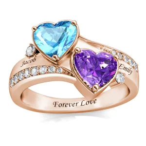 Personalised Ring for Her, Rose Gold Name Ring, Engraved Ring, Birthstone Ring Sterling SIlver