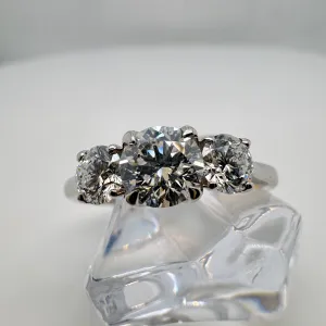 Platinum 3 Round Cut Diamond Ring 1.10ct