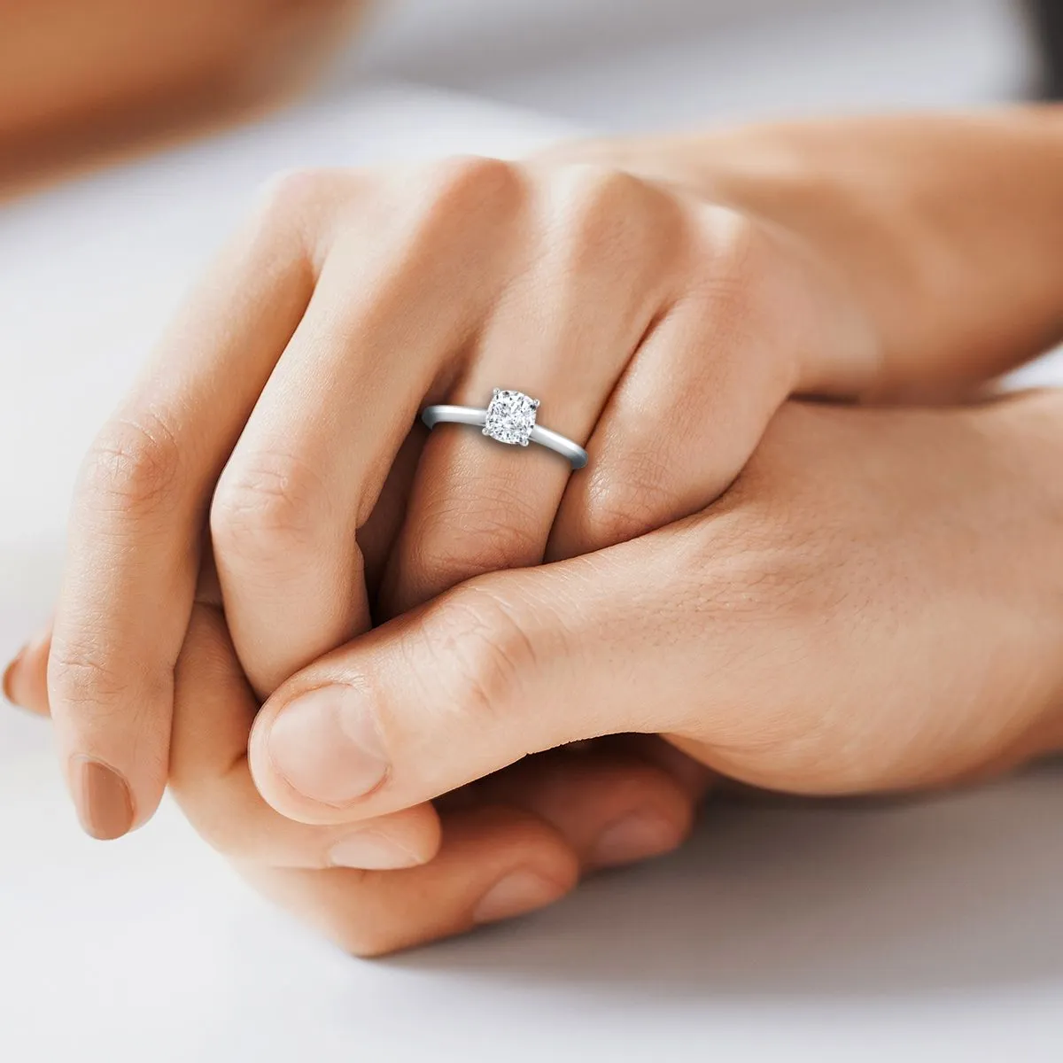 Platinum Cushion  Timeless Solitaire Comfort Fit Engagement Ring