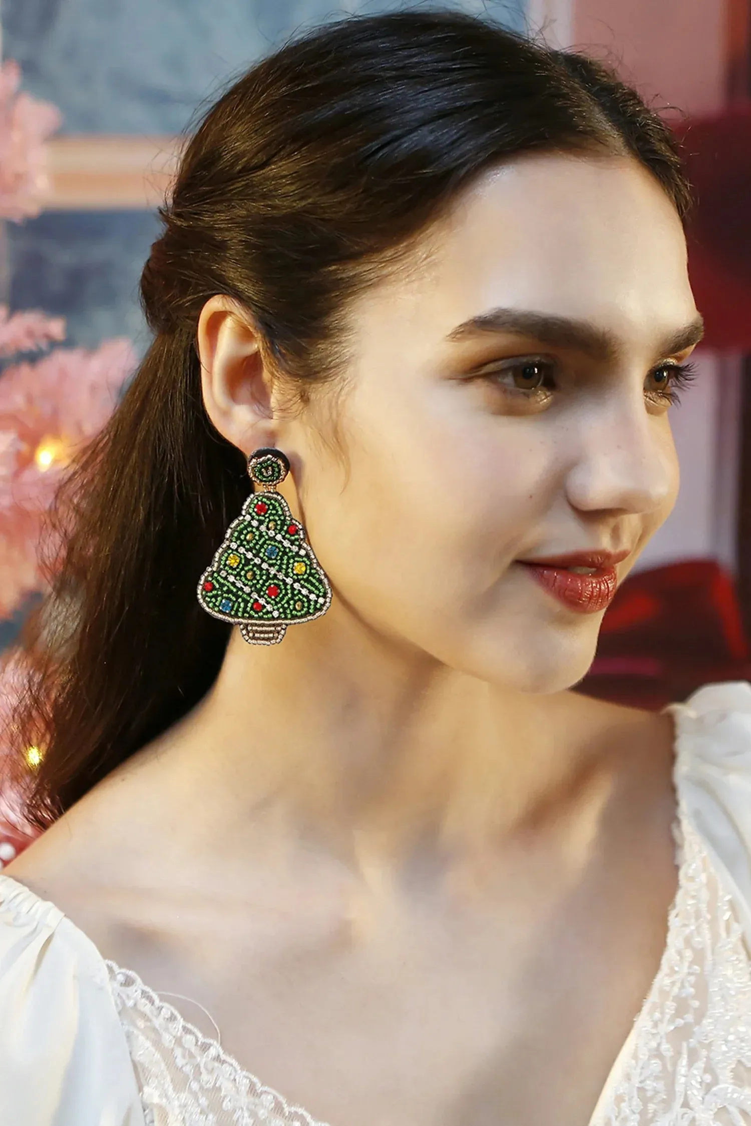 Pratiksha Christmas Tree Flower Earrings