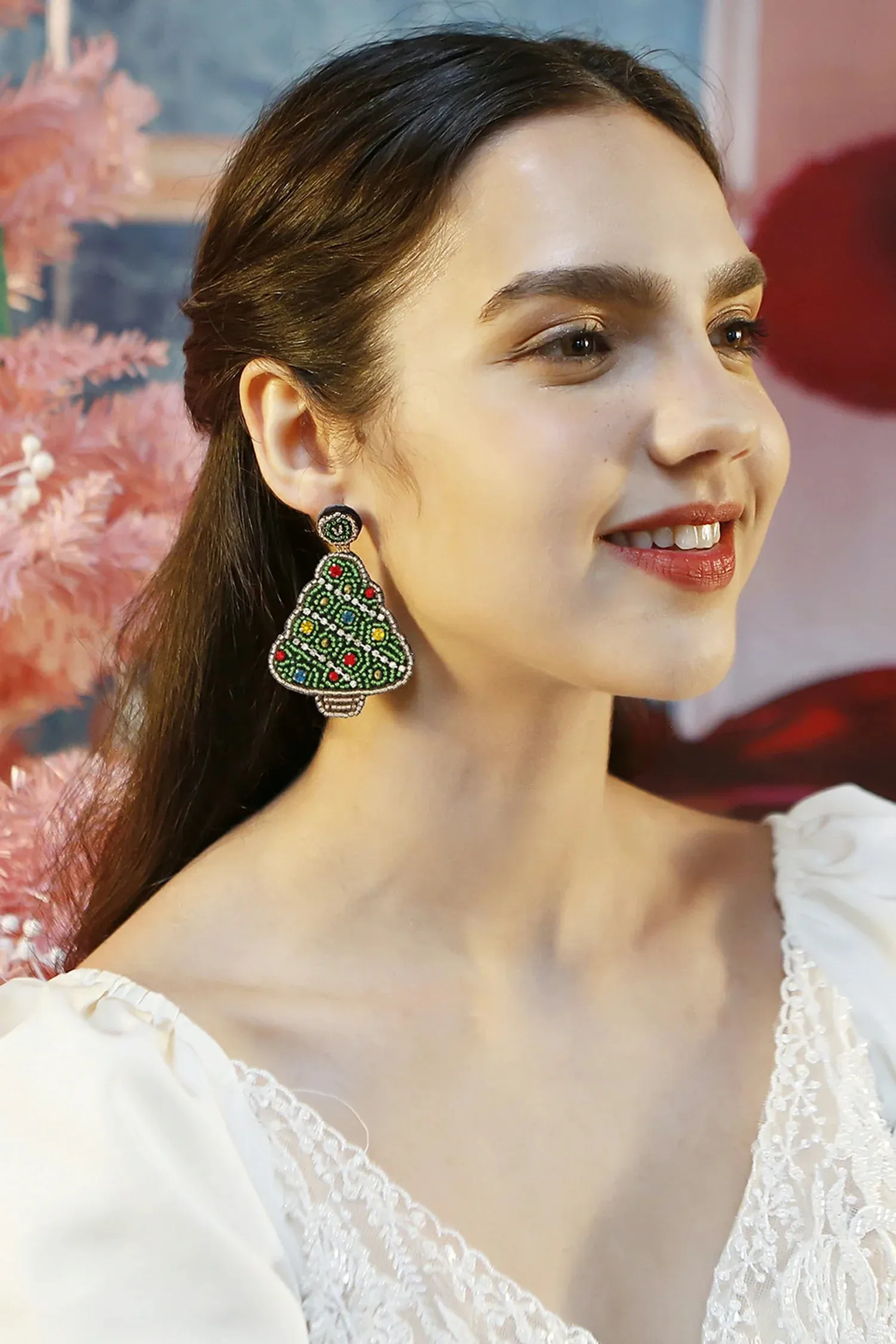 Pratiksha Christmas Tree Flower Earrings