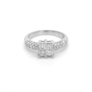 Princess Cut Diamond Engagement Ring White Gold R024N