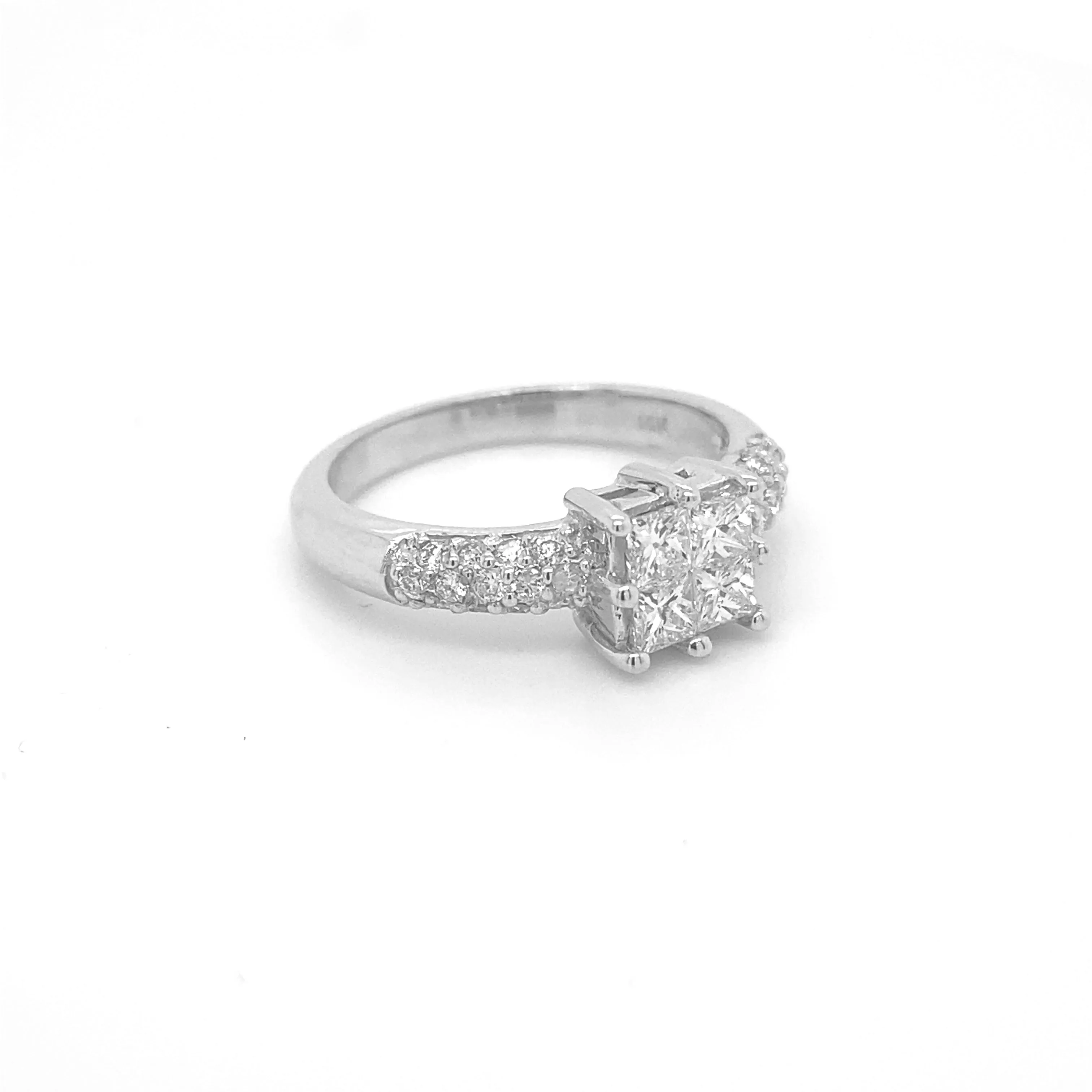 Princess Cut Diamond Engagement Ring White Gold R024N
