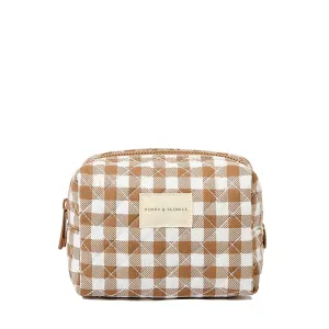 Quilted cosmetic case Brown Gingham