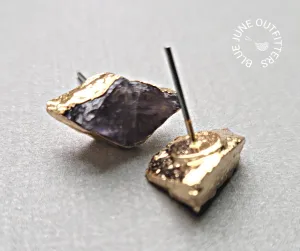 Raw Amethyst Statement Stud Earrings