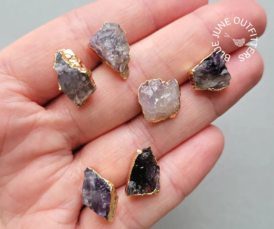 Raw Amethyst Statement Stud Earrings