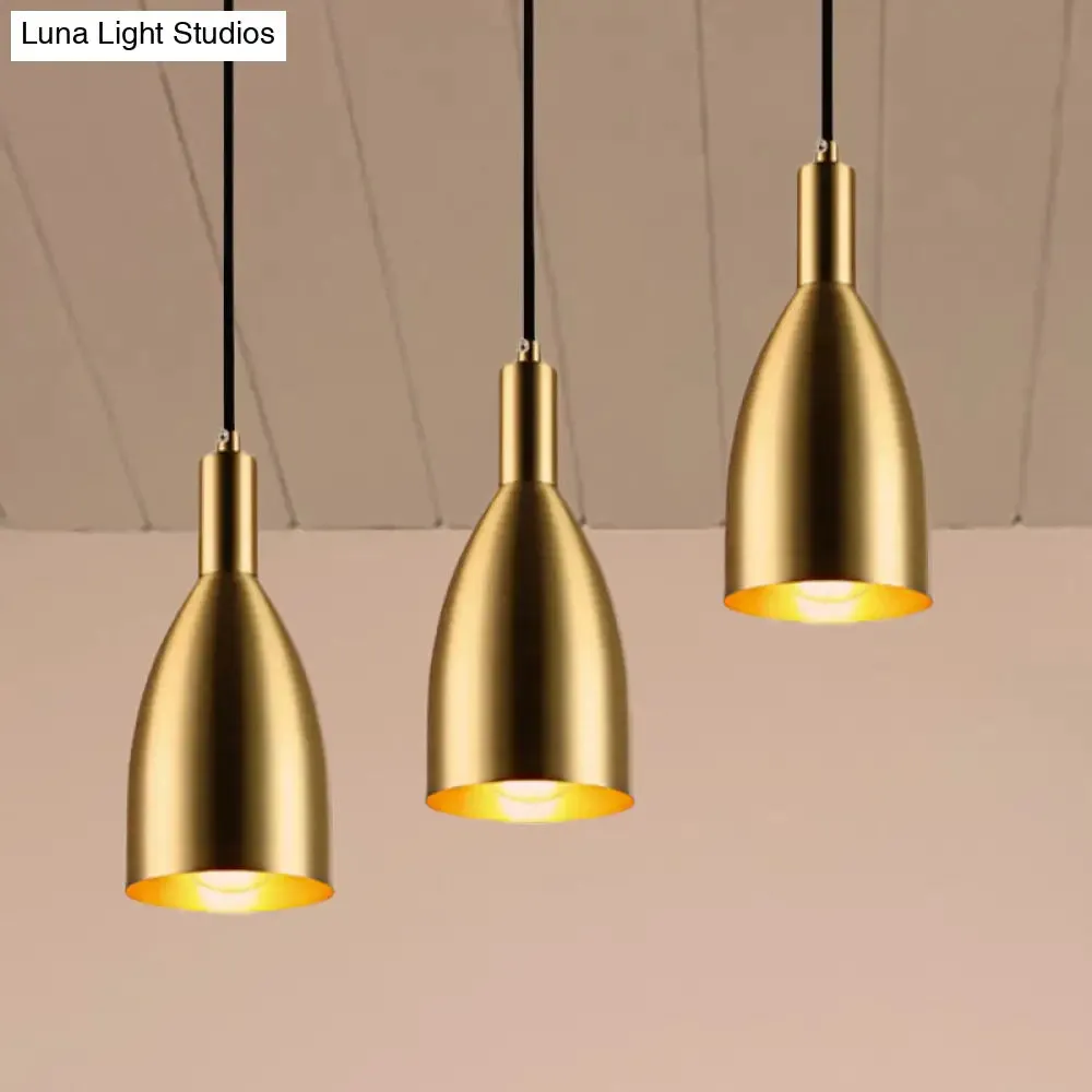 Retro Stylish Metallic Pendant Lighting - Brass Finish Bottle Design - 1 Light Living Room Hanging Lamp