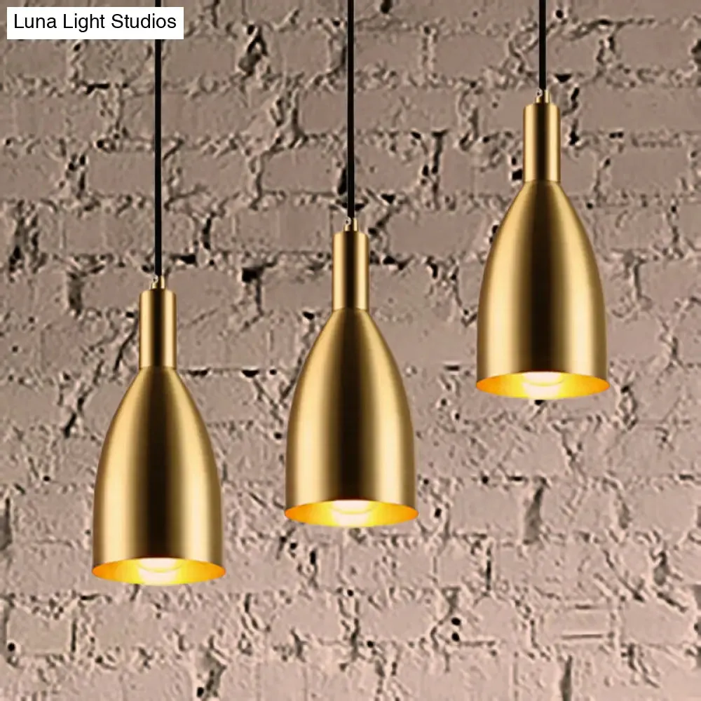 Retro Stylish Metallic Pendant Lighting - Brass Finish Bottle Design - 1 Light Living Room Hanging Lamp