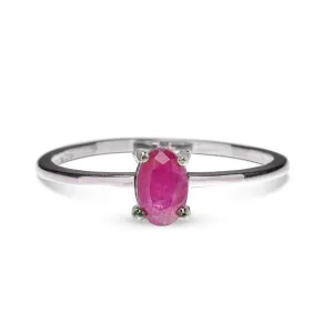 Ruby Cut Silver Ring - 925