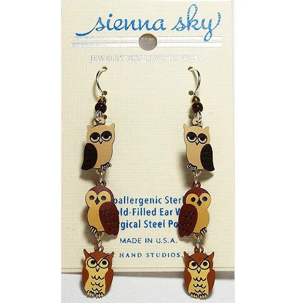 Sienna Sky Whimsical Owls Pierced Earrings