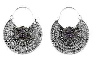 Silver Cryptic Amethyst Hoops