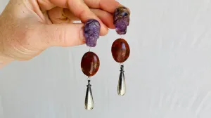 Skully Amethyst Earrings Earrings. Monte Alban Reproduction Bells. Sterling Silver