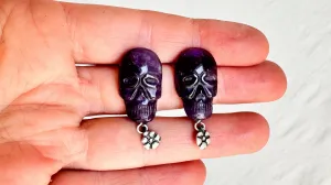 Skully Amethyst Earrings. Sterling Silver. 1439.