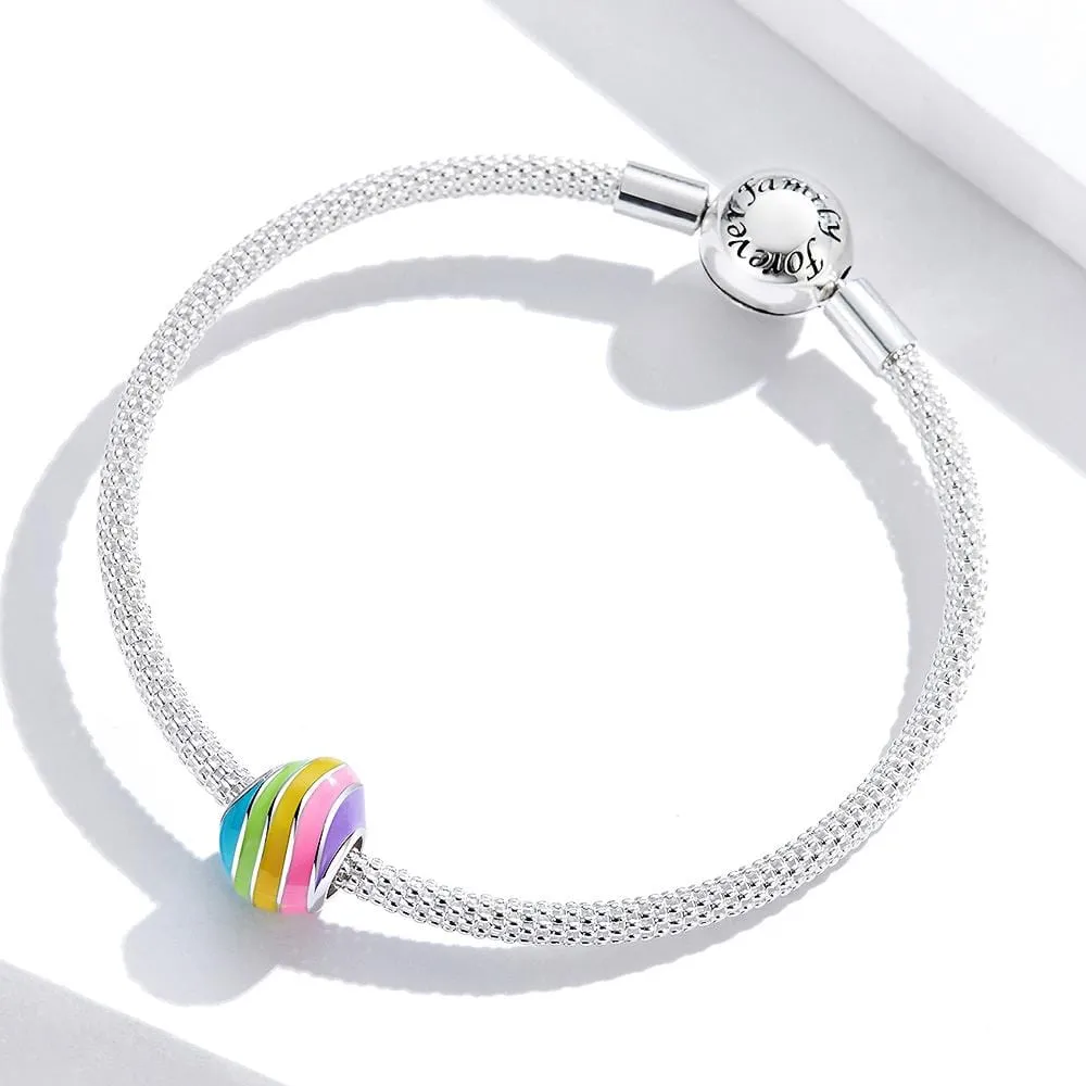 Solid 925 Sterling Silver Color Rainbow Palette Pandora Inspired Charm